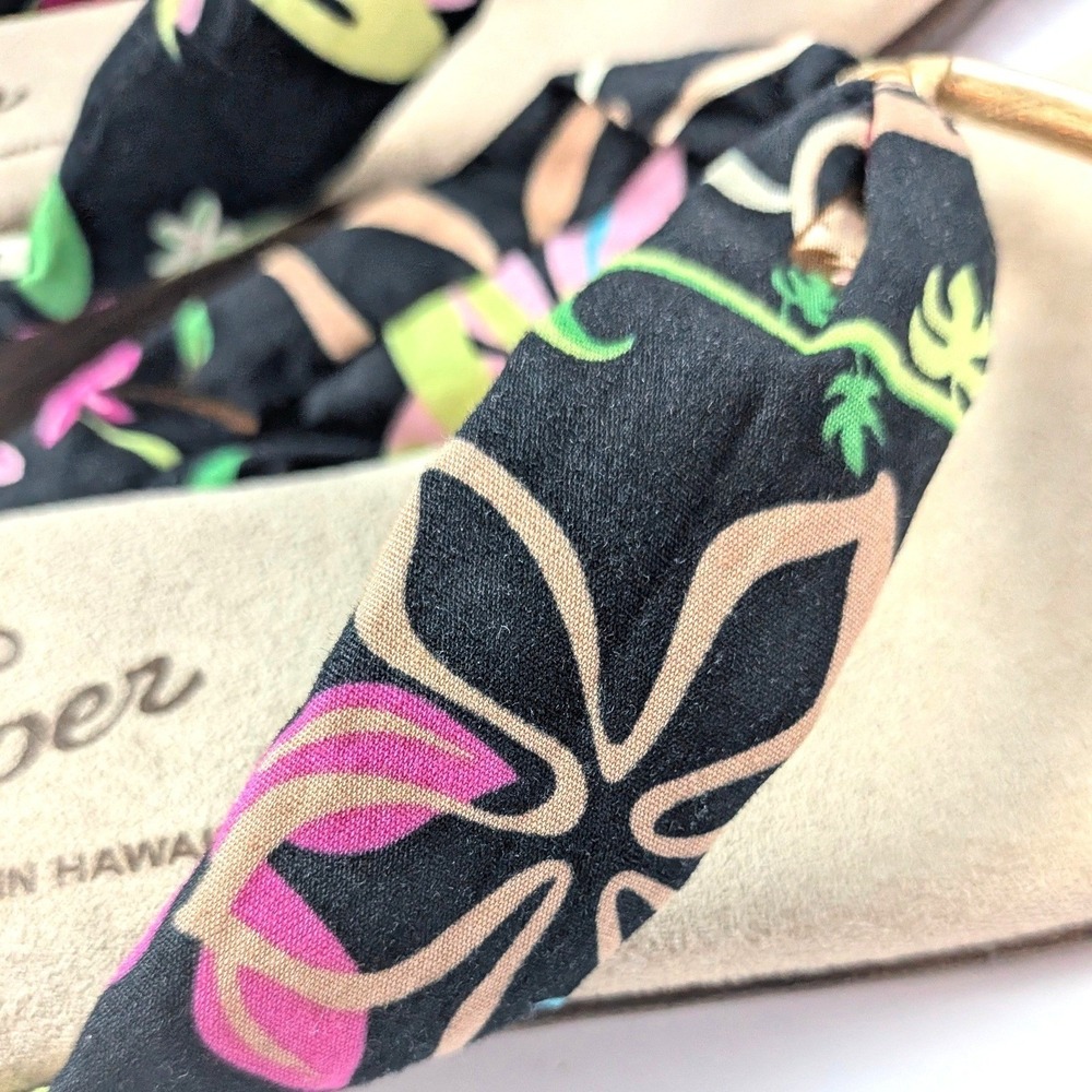Island Slipper Floral Wedge Flip Flop Sandals Made in Hawaii Resortwear Sz 7 - Picture 8 of 12